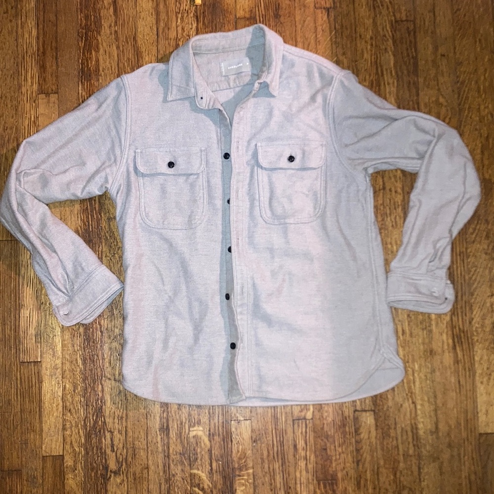 🪐🧵 EVERLANE Women’s Size Medium Light Grey Thick Fall Button Down NWOW 👔✨
